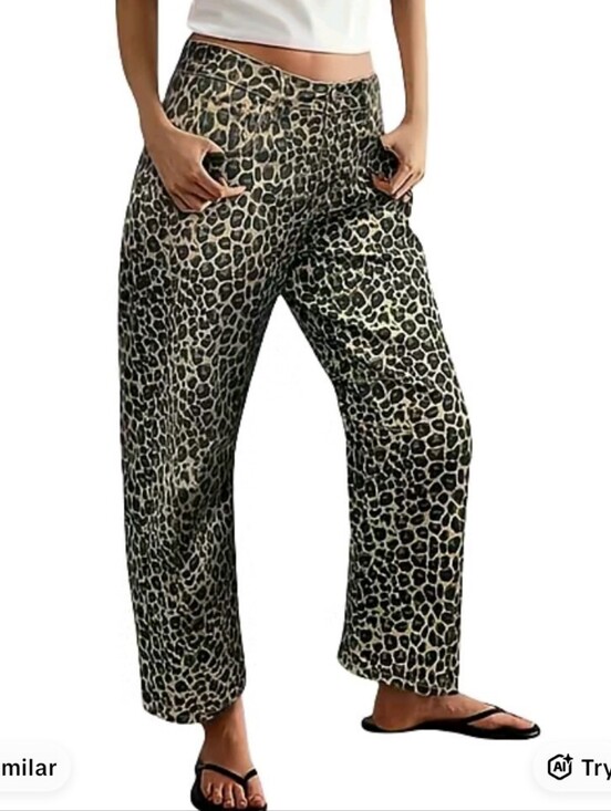 Flamingals Pants - Flamingals Leopard Print Mid-rise Barrel Pants NWOT Women's XL